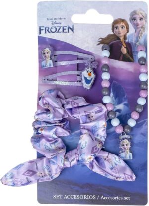 Disney La Reine des Neiges, set beauté multicolore avec chouchou, épingles et collier Elsa Olaf