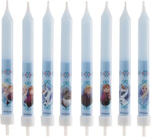 Bougies bâtonnet bleues Reine des Neiges Rozenn, lot de 8