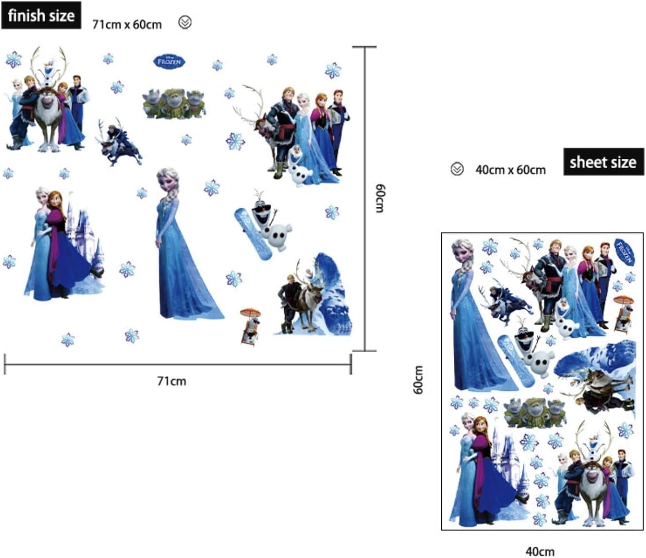 Stickers muraux Reine des Neiges en vinyle transparent amovible – Image 3