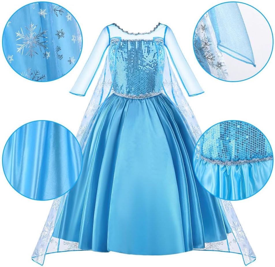 Déguisement Elsa La Reine des Neiges enfant avec couronne et baguette – Image 6