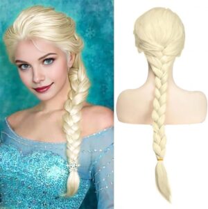 Perruque Elsa La Reine des Neiges ondulée synthétique 28 pouces