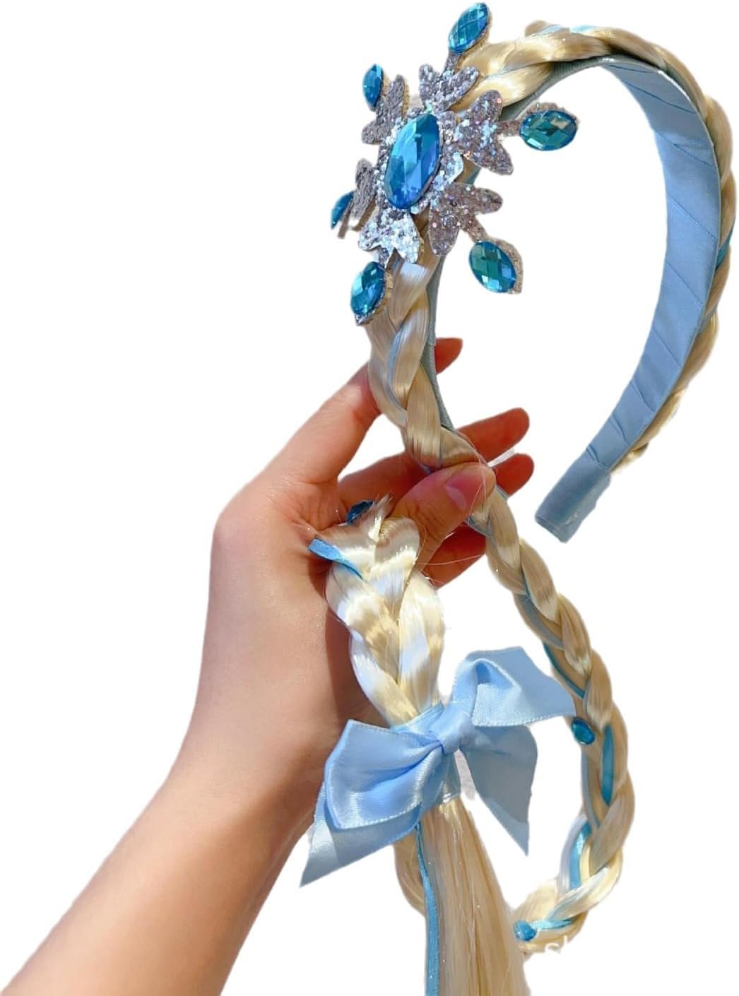 Bandeau perruque Raiponce Reine des Neiges enfant avec tresse 60 cm – Image 4