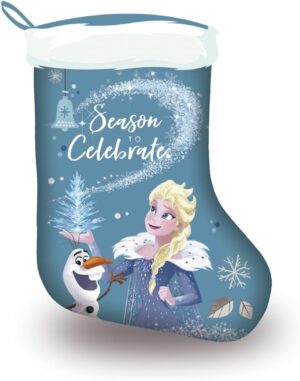 Chaussette de Noël Disney Frozen bleue 42 x 32, déco cheminée et cadeau