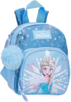 Sac à dos Disney La Reine des Neiges bleu en polyester avec pompon