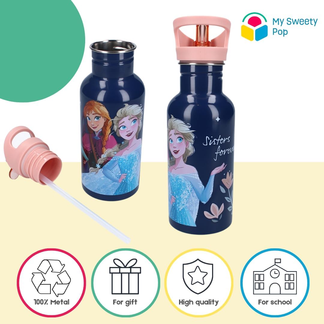 Gourde La Reine des Neiges en acier inoxydable 500 ml bleu/pêche – Image 4