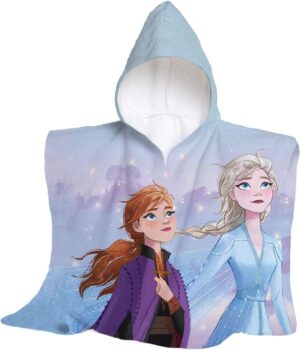 Poncho de plage à capuche Disney La Reine des Neiges en 100 % coton doux 60 x 60 cm