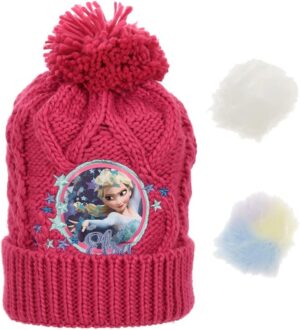 Bonnet fille Disney Reine des neiges à pompons interchangeables