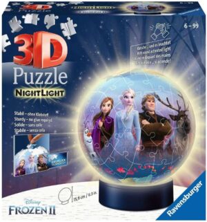 Puzzle lampe 3D Disney La Reine des Neiges 2, 72 pièces avec socle lumineux