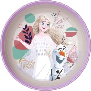 Bol Disney La Reine des Neiges lilas et blanc avec base antidérapante, Elsa et Olaf