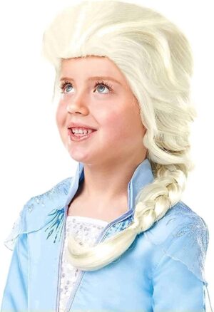 Perruque Elsa enfant avec tresse 30 cm, La Reine des Neiges 2 Rubies