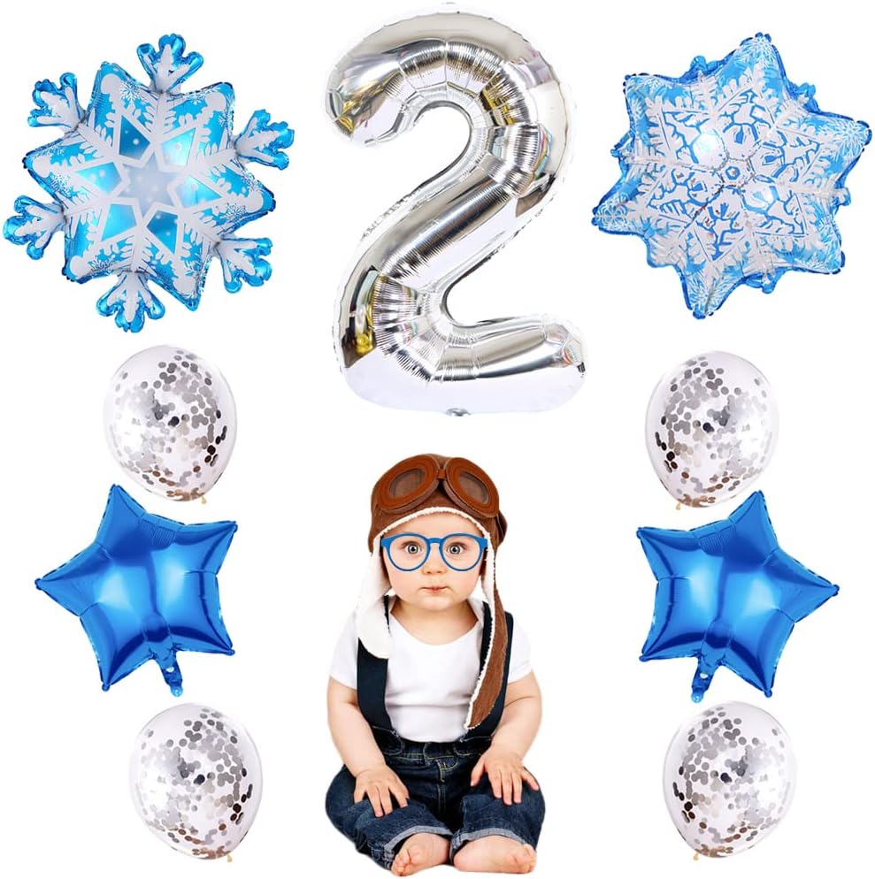 Lot de 2 ballons La Reine des Neiges flocons de neige en aluminium et latex – Image 6