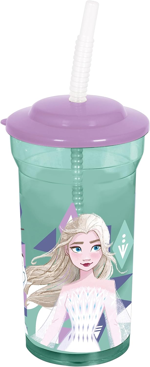 Gobelet Elsa Frozen 2 avec paille intégrée et couvercle 460 ml