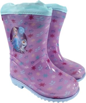 Bottes de pluie Disney Elsa et Anna lilas, semelle antidérapante et cordon de serrage, 24
