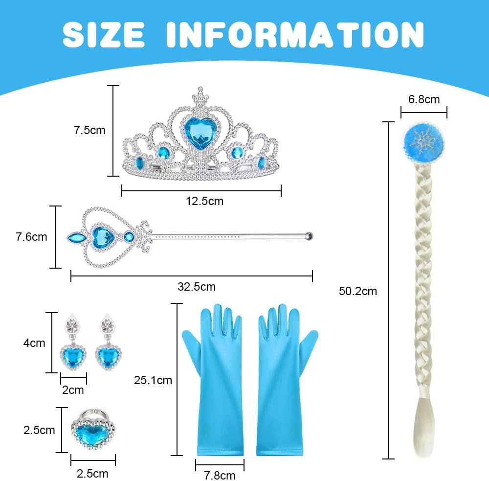 Déguisement Elsa La Reine des Neiges enfant avec couronne et baguette – Image 2