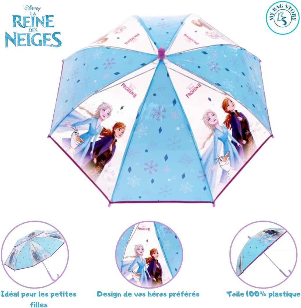 Parapluie enfant La Reine des Neiges bleu anti-pincement 73 cm – Image 4
