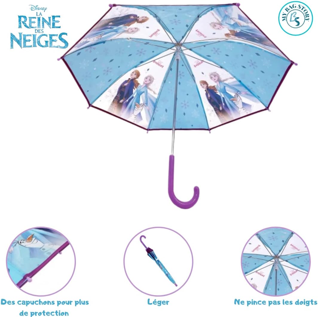 Parapluie enfant La Reine des Neiges bleu anti-pincement 73 cm – Image 5