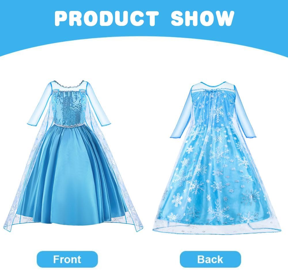 Déguisement Elsa La Reine des Neiges enfant avec couronne et baguette – Image 5