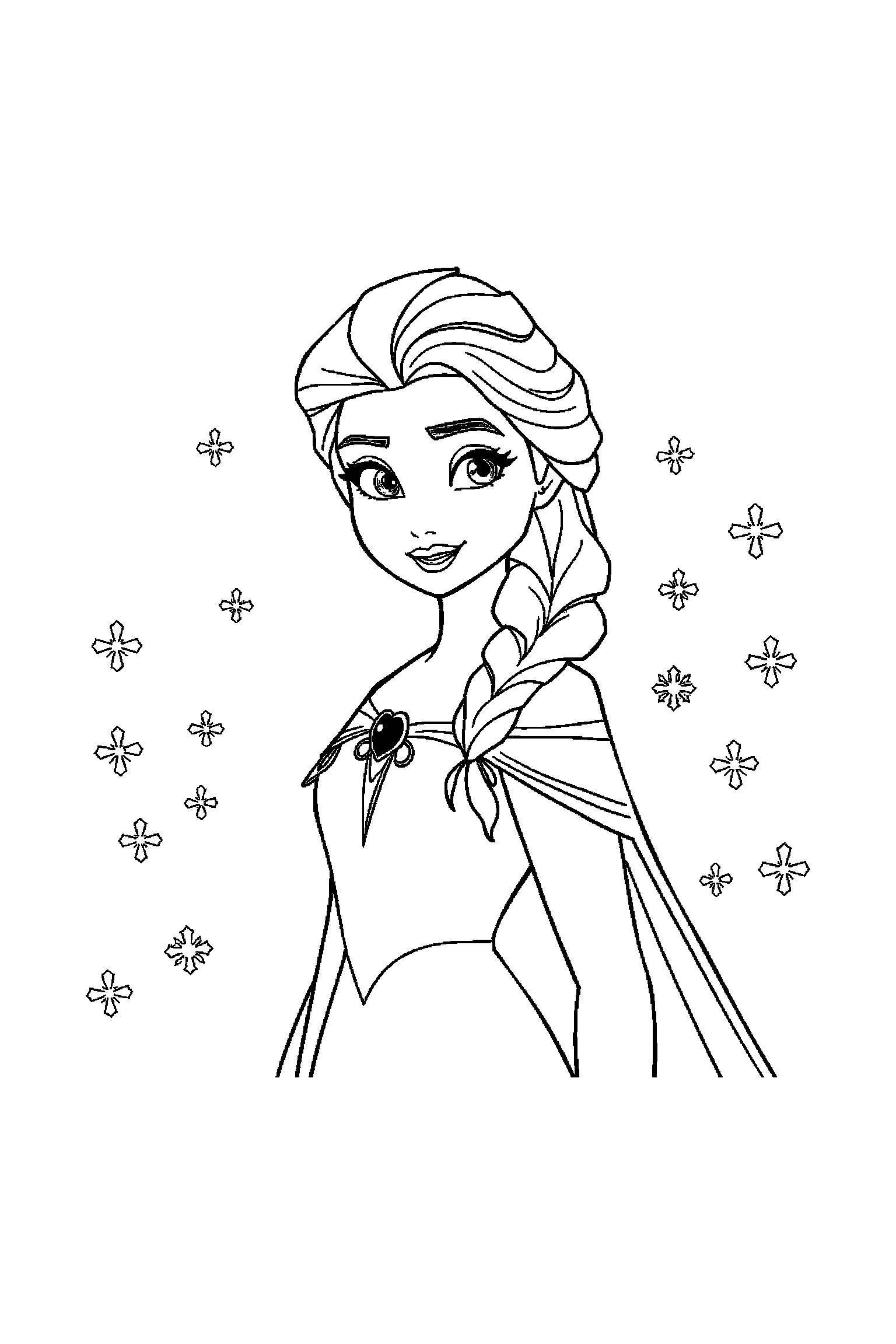 Coloriage Reine des Neiges gratuit à imprimer : scène verticale détaillée avec Kristoff et un bonhomme de neige
