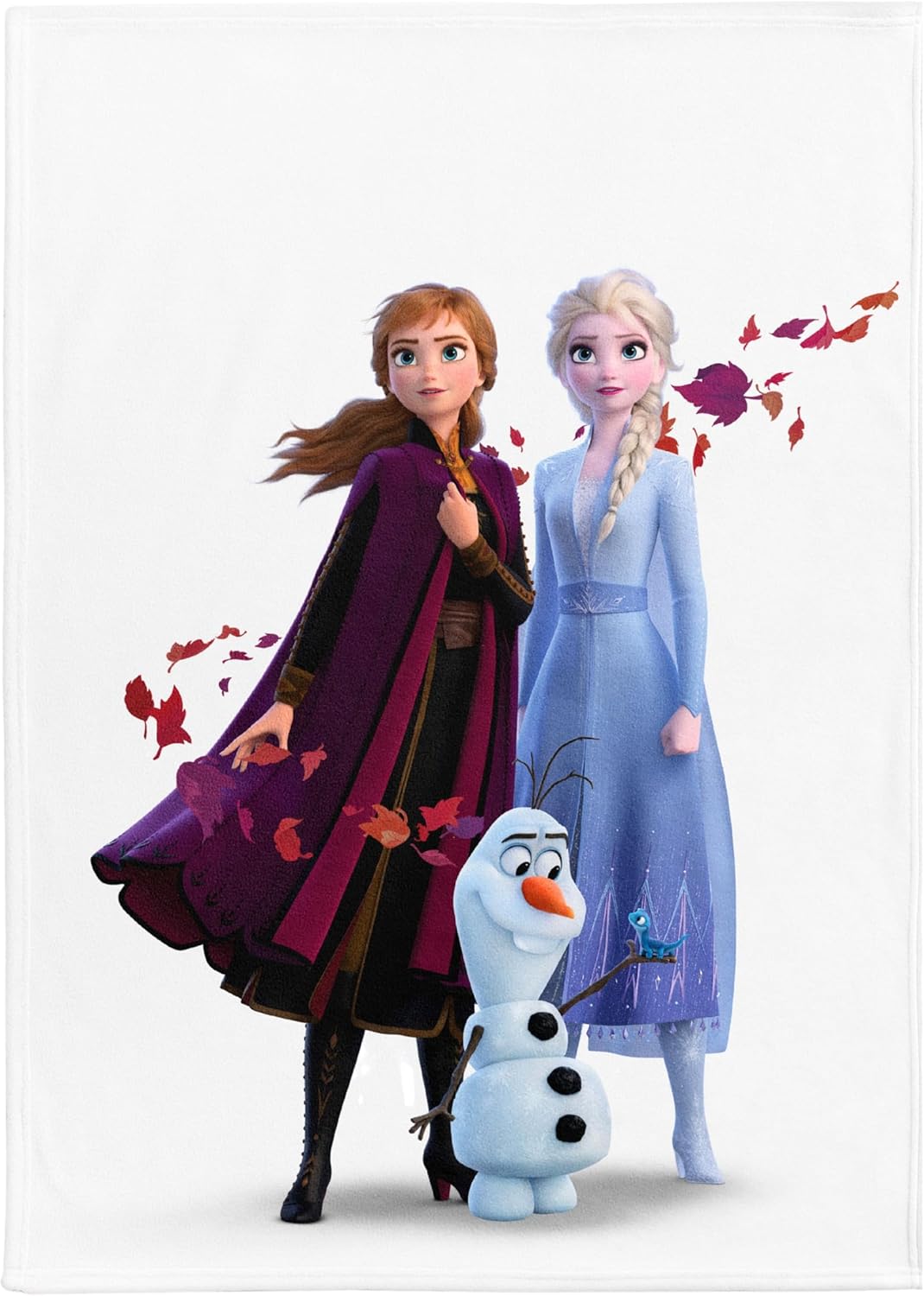 Plaid polaire corail La Reine des Neiges avec Anna, Elsa et Olaf, 130 x 170 cm – Image 2