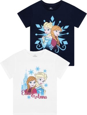 Disney lot de 2 T-shirts enfant La Reine des Neiges Anna et Elsa