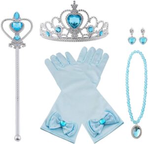 Set d’accessoires Elsa bleu 5 pièces pour costume princesse