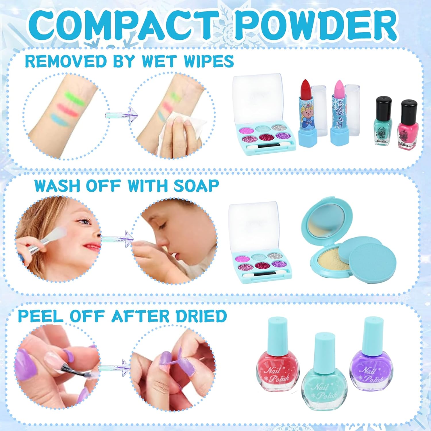Coffret maquillage lavable Reine des Neiges avec couronne pour enfant – Image 4