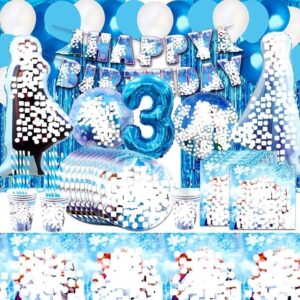 Kit anniversaire La Reine des Neiges 79 pièces avec ballons et rideau Els