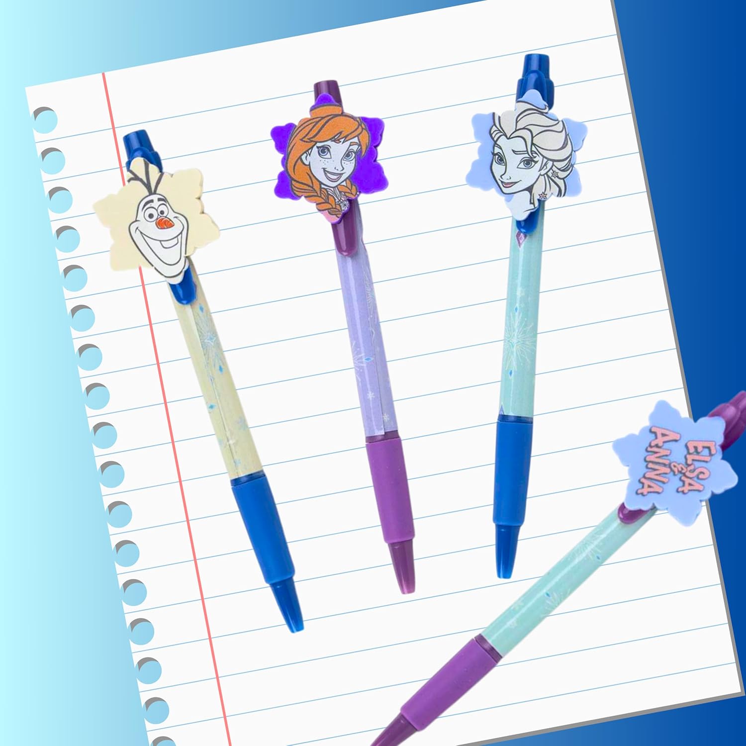 Lot de 4 stylos Disney Frozen à encre noire, motif 3D Elsa Anna Olaf – Image 7