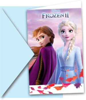Cartes d'invitation Elsa et Anna La Reine des neiges 2 avec enveloppes, lot de 6