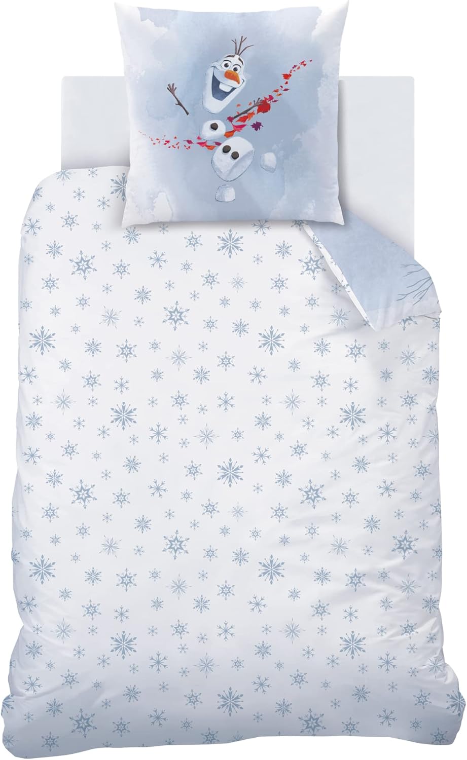 Parure de lit Disney Frozen Trio bleu en 100% coton avec Elsa, Anna et Olaf – Image 4