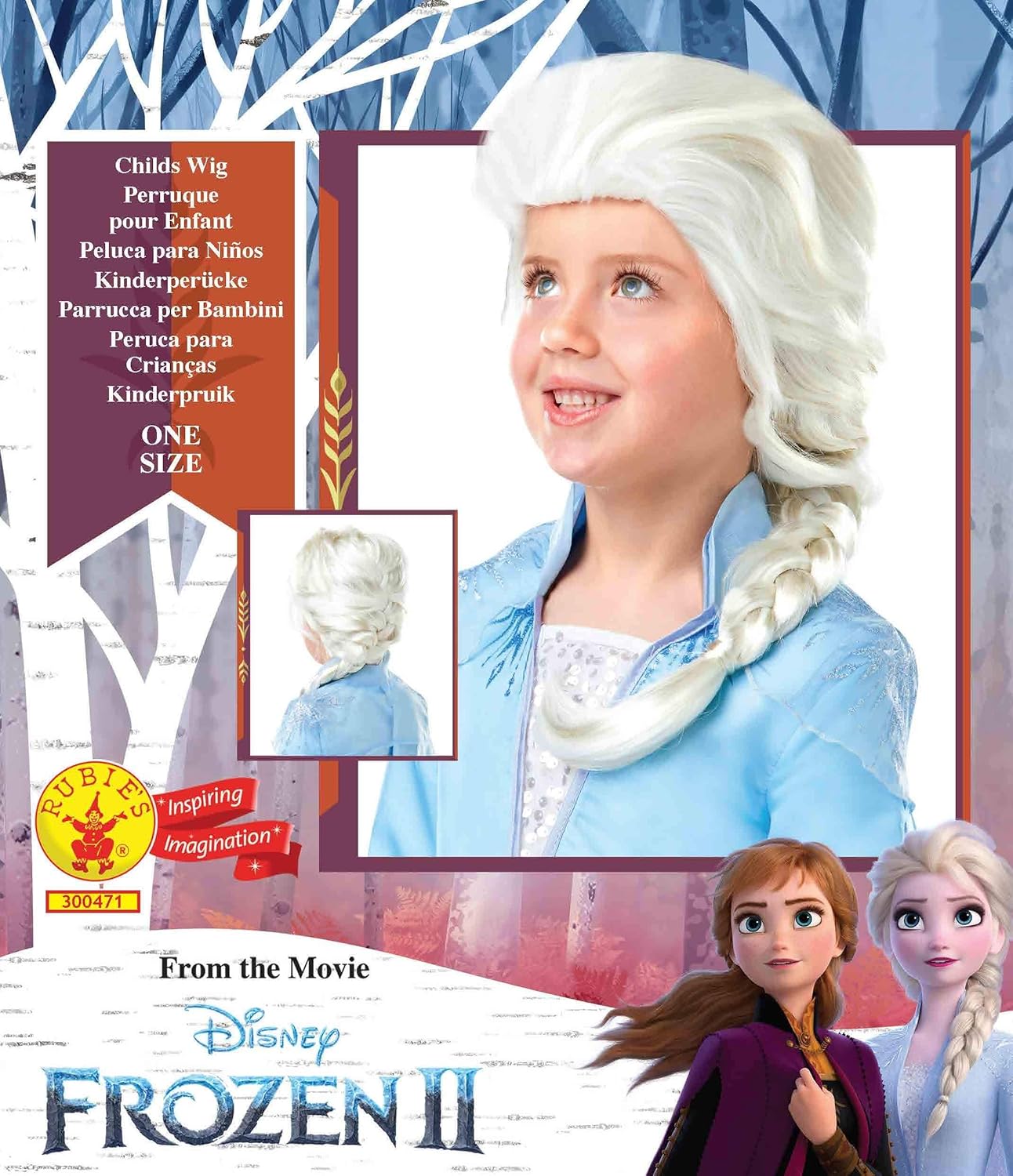 Perruque Elsa enfant avec tresse 30 cm, La Reine des Neiges 2 Rubies – Image 4