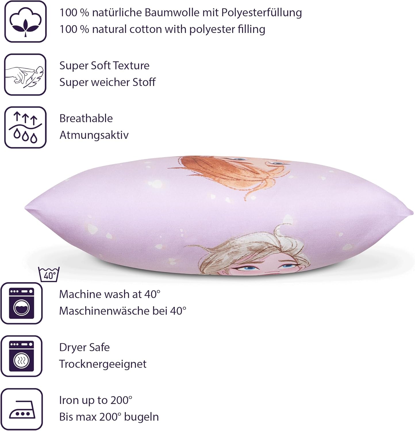 Coussin Disney Home Frozen 40 x 40 avec fermeture éclair et rembourrage – Image 4