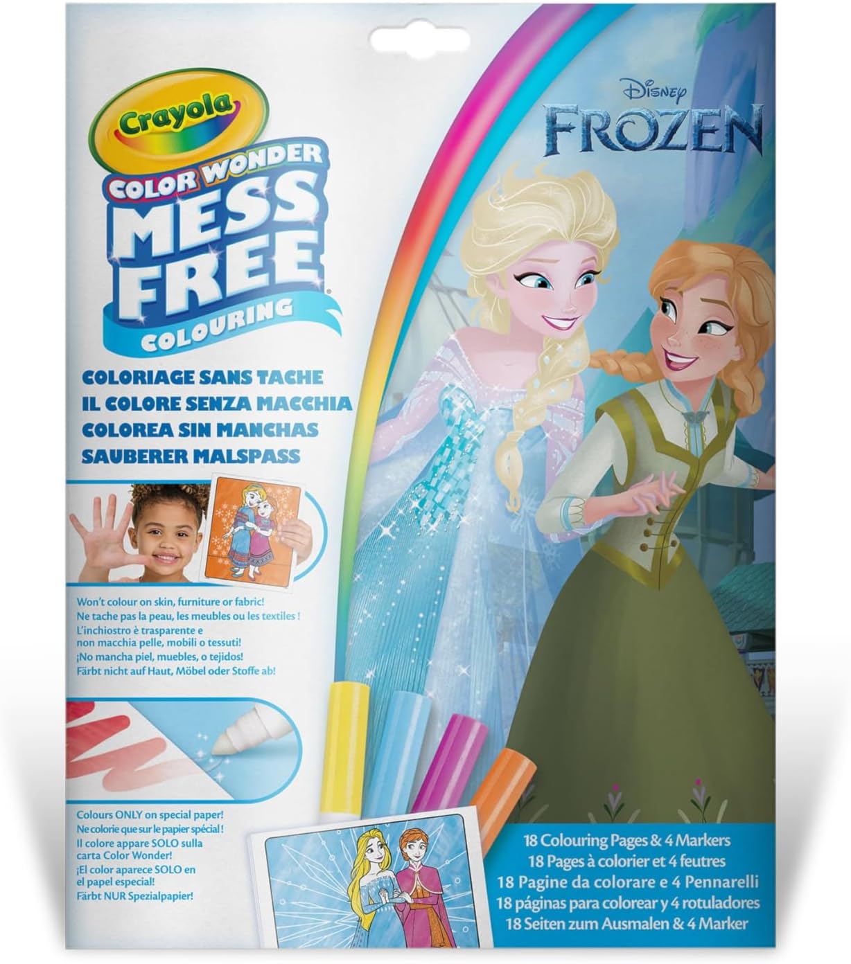 Kit Color Wonder La Reine des Neiges avec 18 pages et 4 feutres anti-tache