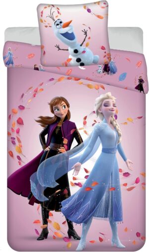 Parure de lit Frozen réversible 140x200 avec Elsa, Anna et Olaf