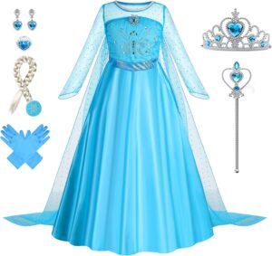 Robe Elsa La Reine des Neiges pour fille avec accessoires