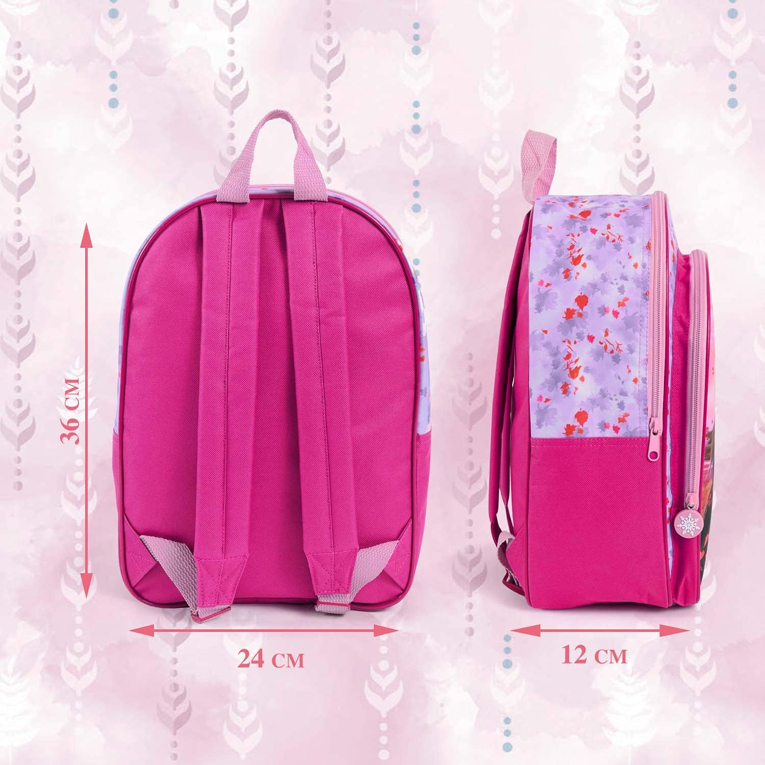 Sac à dos scolaire Disney Frozen 2 Elsa et Anna avec poche avant 36x25x12 cm – Image 2