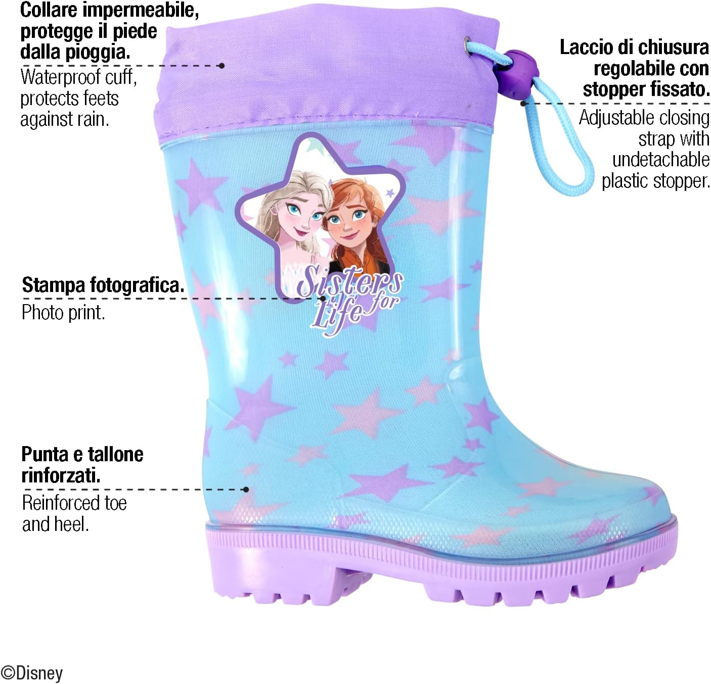 Bottes de pluie PERLETTI Frozen bleu ciel en PVC, La Reine des Neiges, 24-25 – Image 3