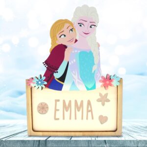 Lampe veilleuse personnalisée Disney Frozen Reine des Neiges Elsa et Anna