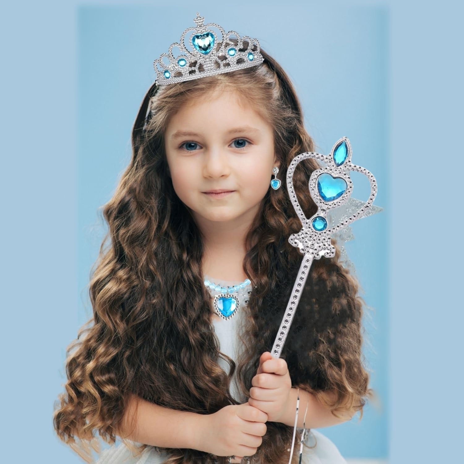 Accessoires 7 pièces Reine des Neiges pour fille avec gants et bijoux – Image 5