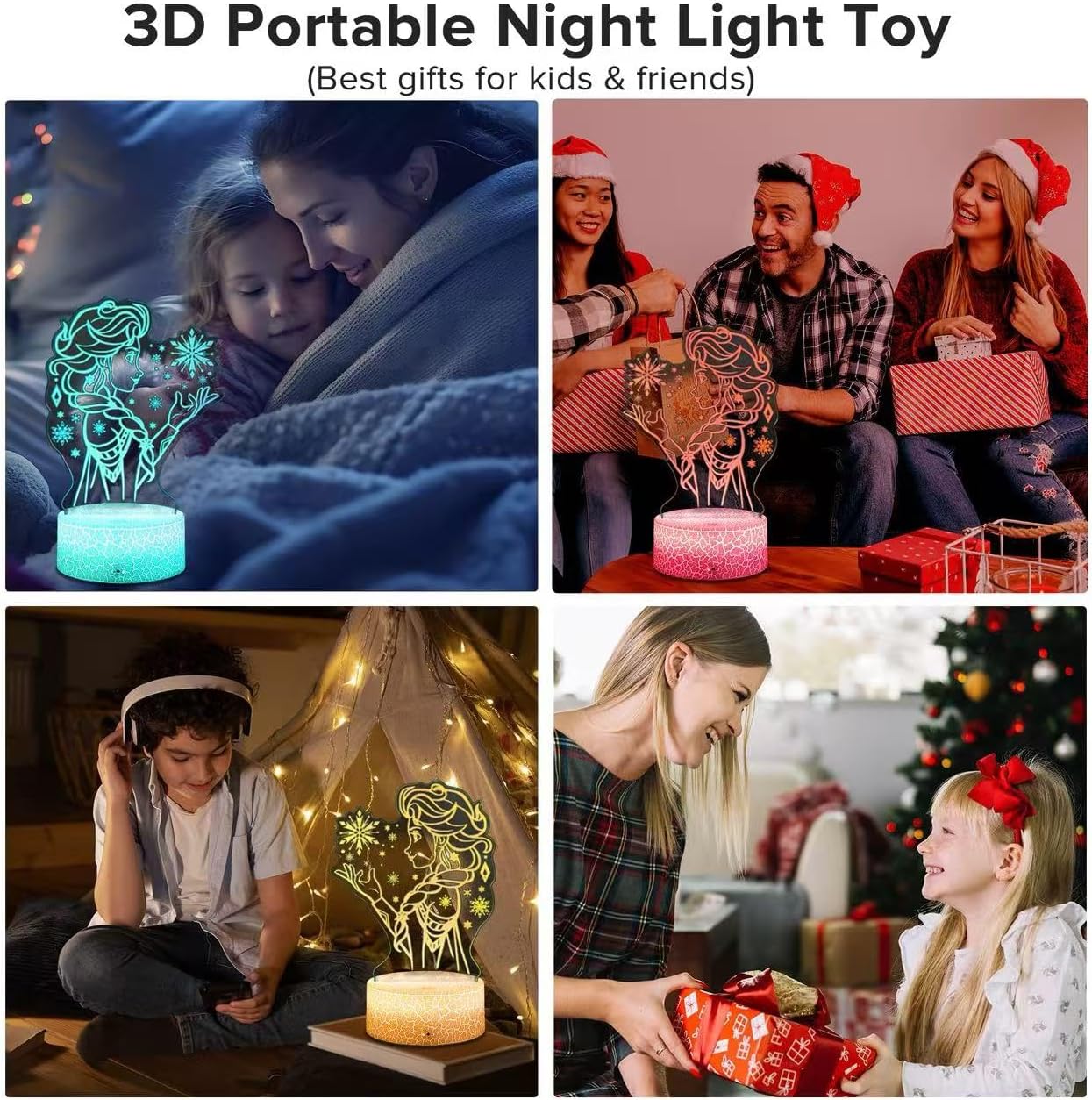 Veilleuse LED 3D Elsa Princesse en acrylique, 16 couleurs – Image 6