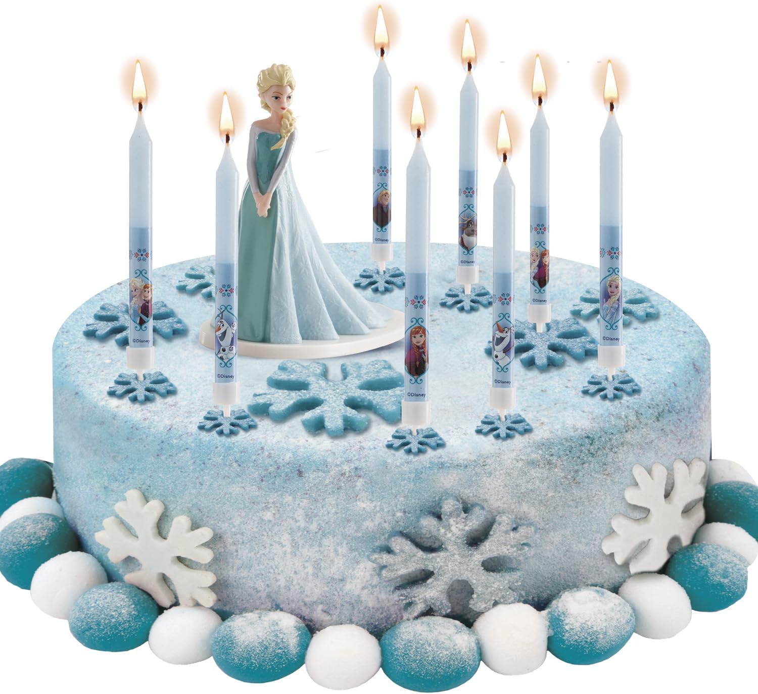 Bougies bâtonnet bleues Reine des Neiges Rozenn, lot de 8 – Image 4