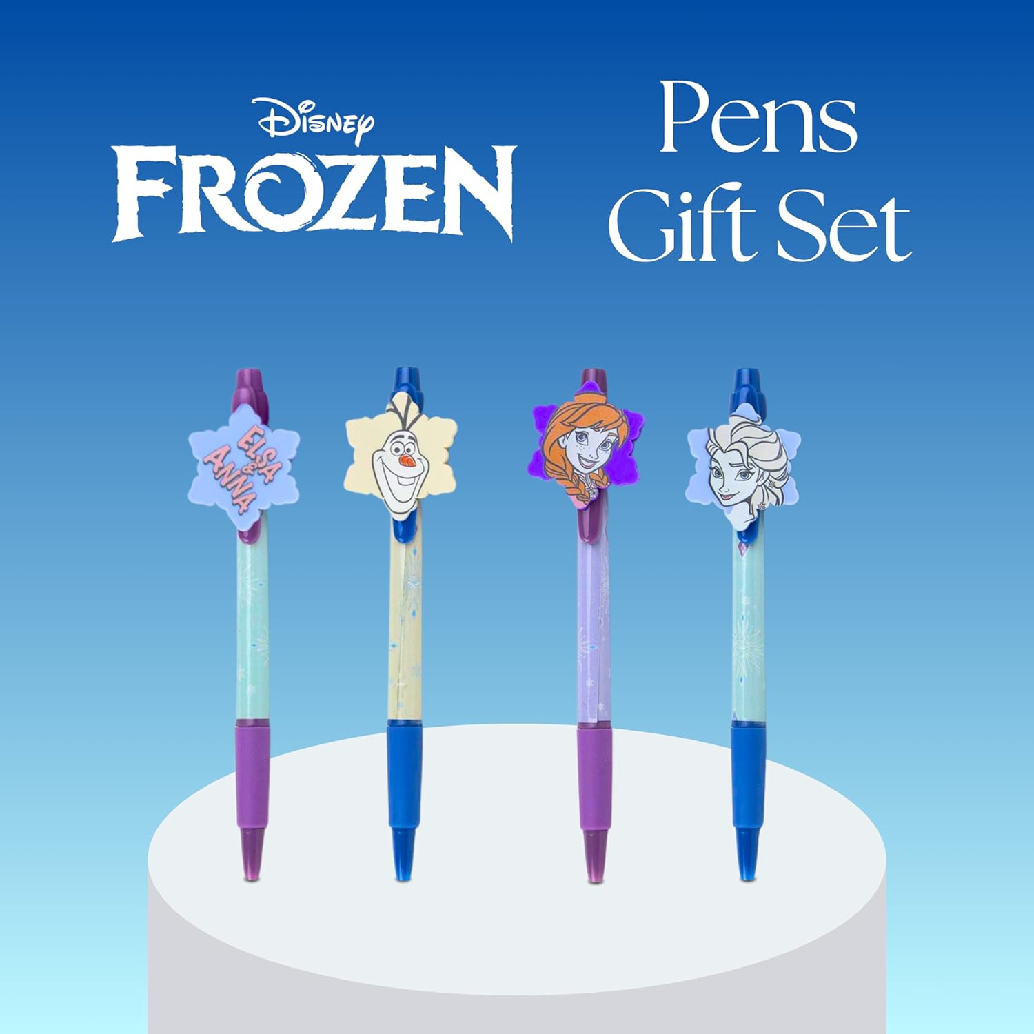 Lot de 4 stylos Disney Frozen à encre noire, motif 3D Elsa Anna Olaf – Image 2