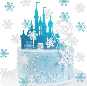 Décoration de gâteau La Reine des Neiges château bleu glacé, lot de 42
