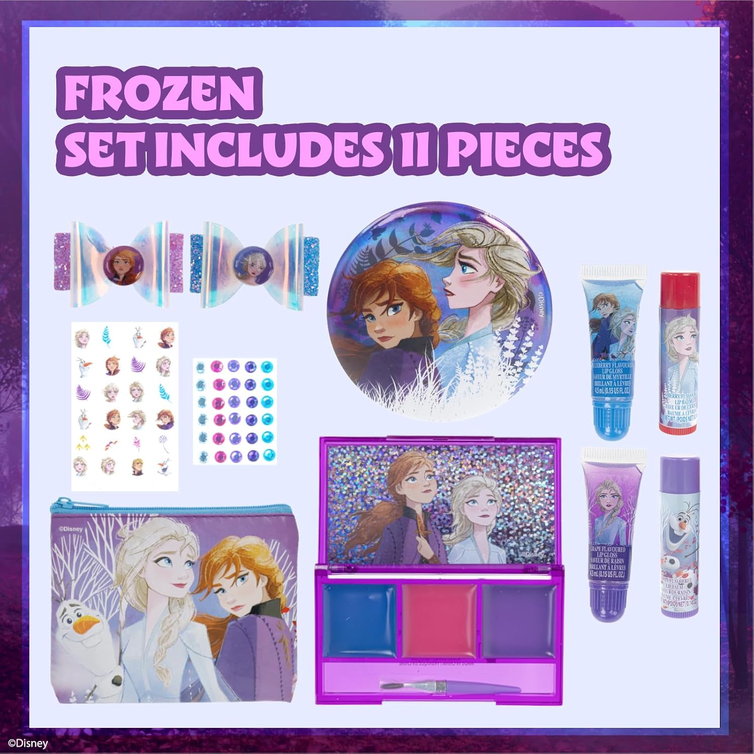Coffret maquillage Disney Frozen avec miroir, gloss et stickers ongles – Image 2