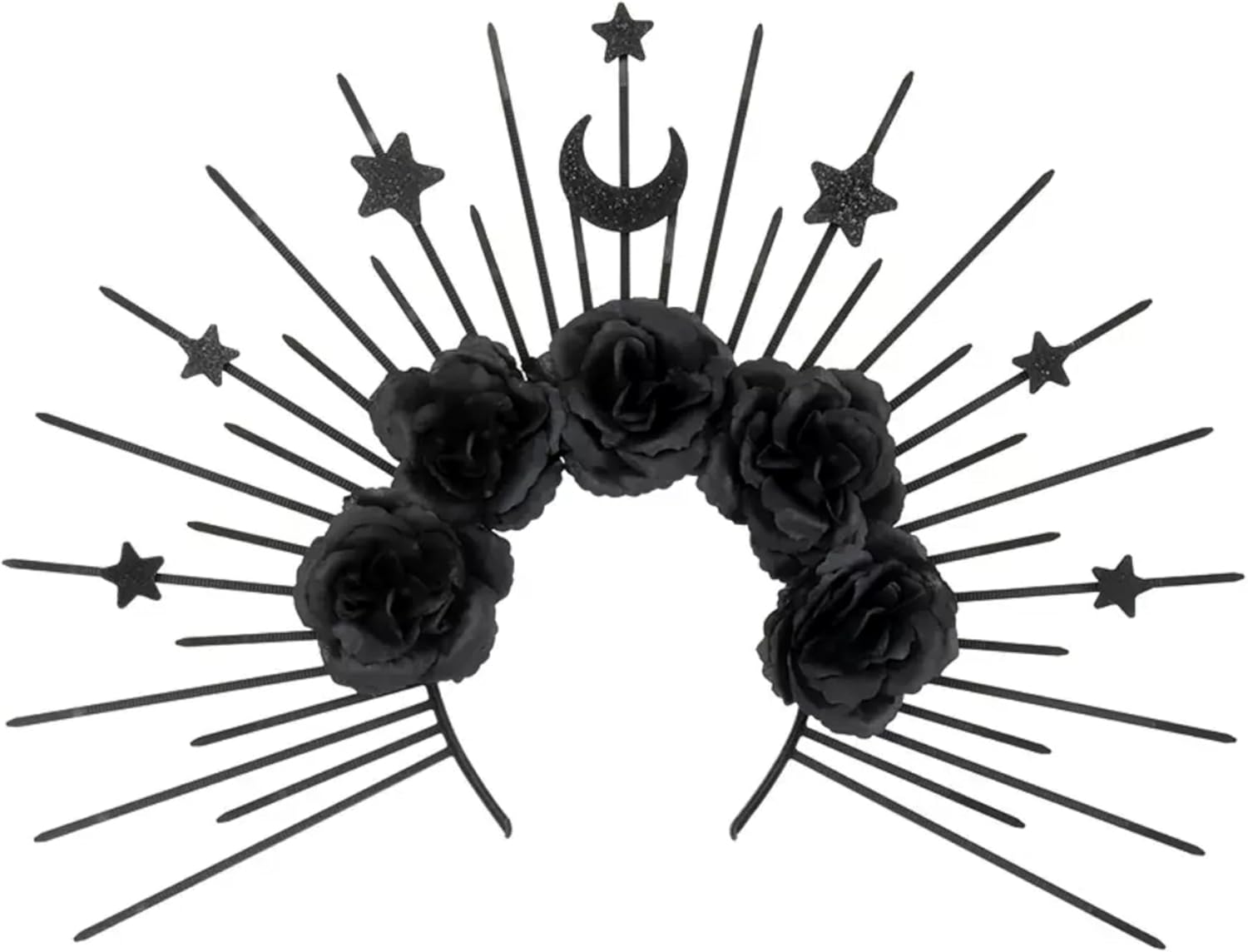 Bandeau gothique à roses et tête de mort noire, Déesse de la Reine des Neiges