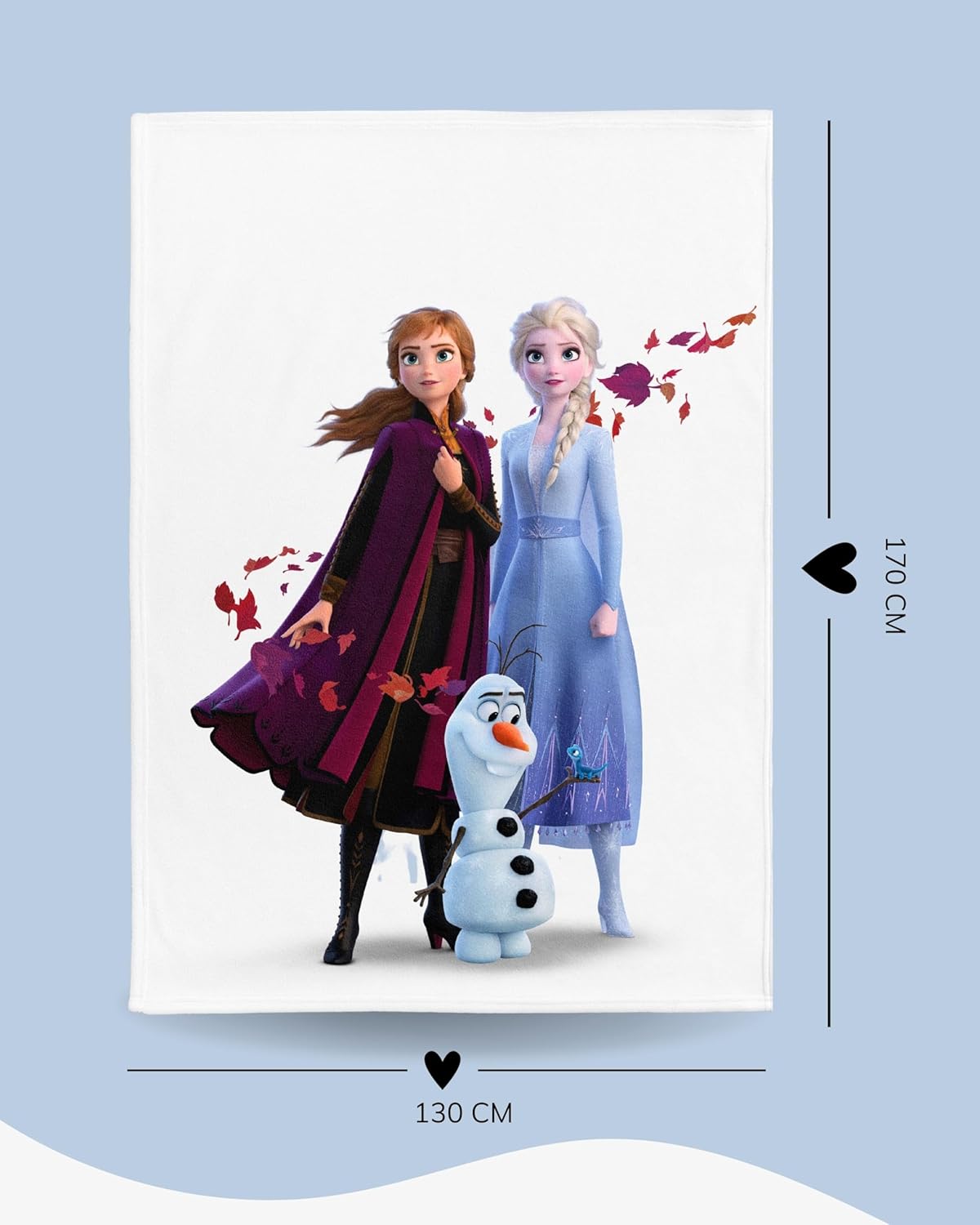 Plaid polaire corail La Reine des Neiges avec Anna, Elsa et Olaf, 130 x 170 cm – Image 4