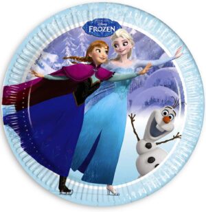 Assiettes bleues La Reine des neiges 23 cm avec Anna, Elsa et Olaf, lot de 8