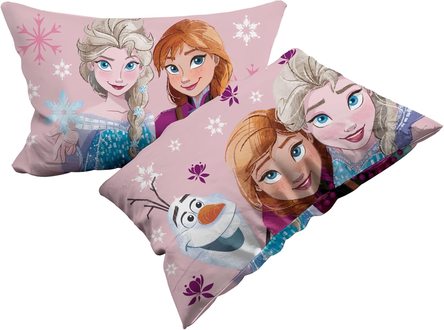 Lot de 2 taies d’oreiller Frozen La Reine des Neiges en 100 % coton, 50 x 80 cm