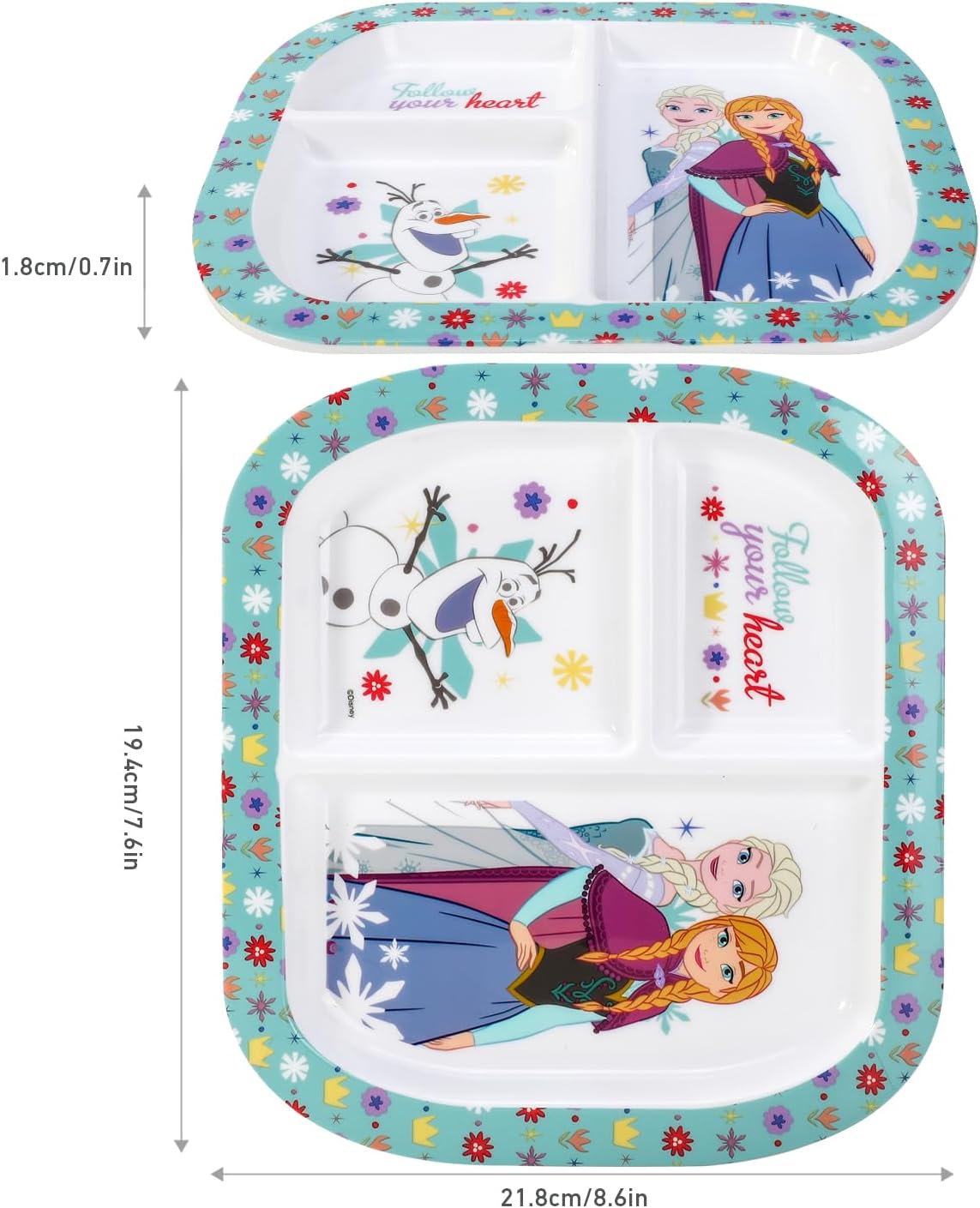 Assiette divisée réutilisable Disney La Reine des Neiges à 3 sections – Image 4