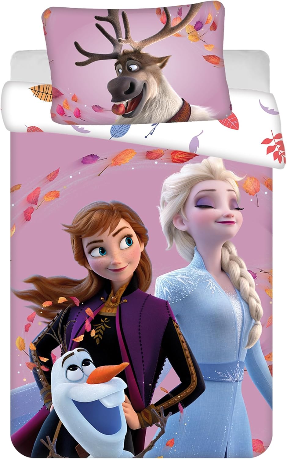 Parure enfant en coton La Reine des Neiges avec Anna Elsa Olaf et Sven